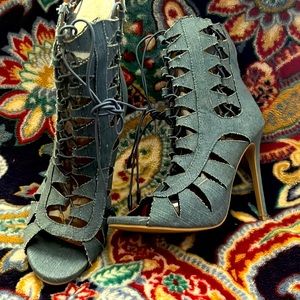 Denim heels size 8 new